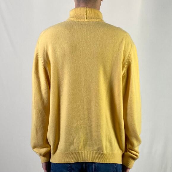 Vintage Brooks Brothers Yellow Gold Pullover Turtleneck Cashmere Sweater Large - Picture 10 of 10